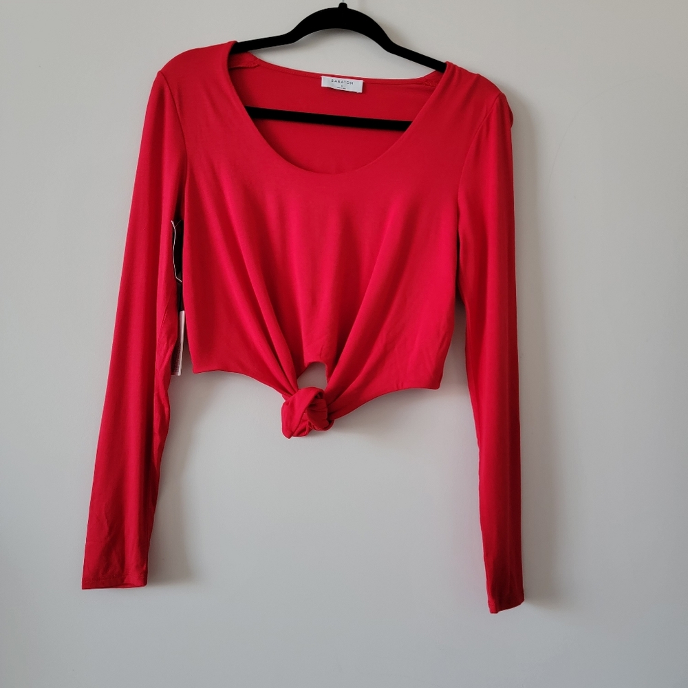 Babaton Jeronimo Red Tie Front LongSleevs